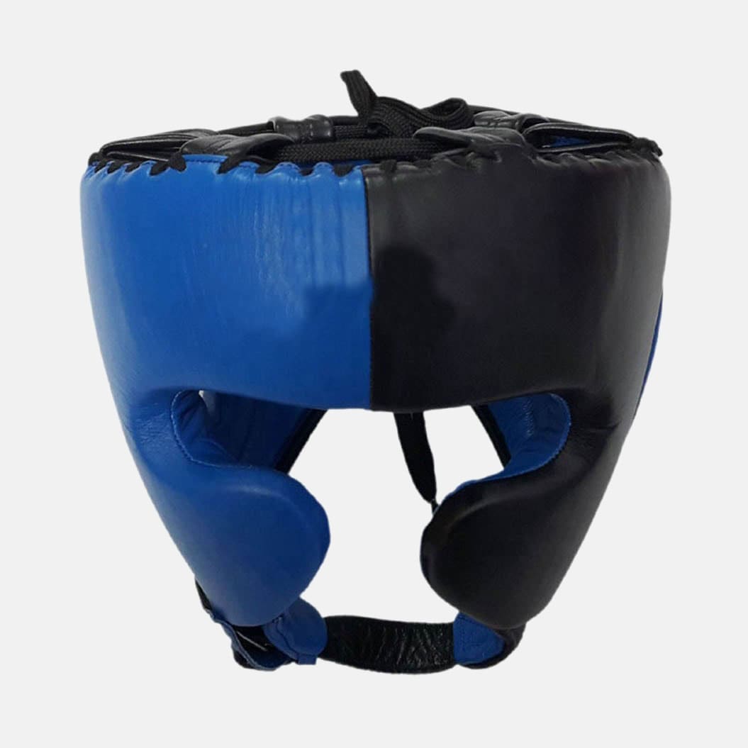 Black Blue Leather Head Guards
